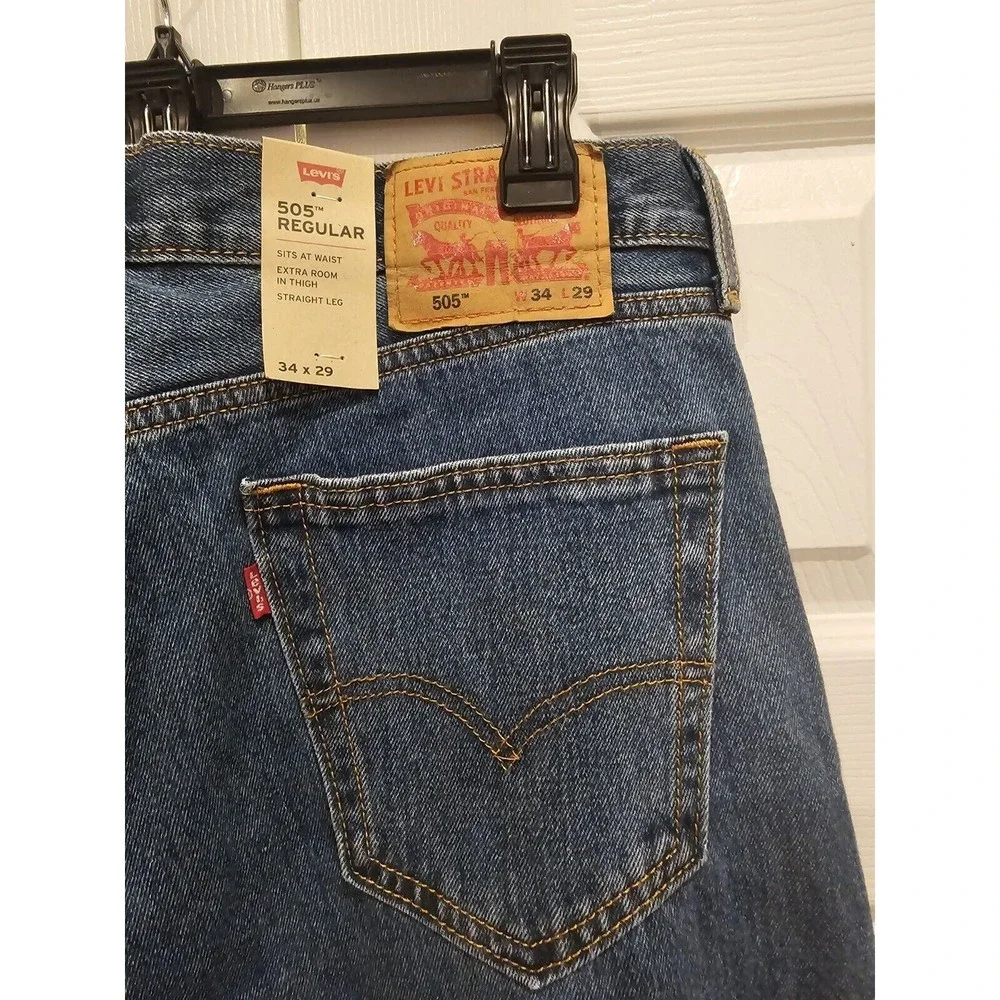 Levi's 505 Men's 505-4891 Regular Extra Room,  Straight Leg jeans Blue 34wx30 - Picture 10 of 11